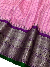 Load image into Gallery viewer, Baby Pink Gadwal Silk Saree with Silver Zari