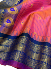 Load image into Gallery viewer, Deep Peach and Yellow Dual Tone Gadwal Silk Saree