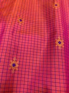 Deep Peach and Yellow Dual Tone Gadwal Silk Saree