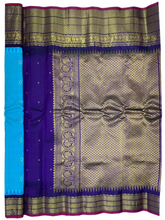 Load image into Gallery viewer, Capri Blue Gadwal Silk Saree