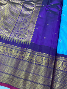 Capri Blue Gadwal Silk Saree