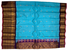 Load image into Gallery viewer, Capri Blue Gadwal Silk Saree