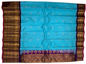 Capri Blue Gadwal Silk Saree