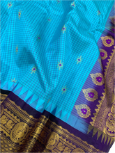 Load image into Gallery viewer, Capri Blue Gadwal Silk Saree