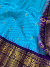 Load image into Gallery viewer, Capri Blue Gadwal Silk Saree