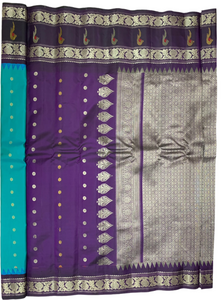 Green and Blue Dual Tone Gadwal Silk Saree