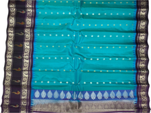 Load image into Gallery viewer, Green and Blue Dual Tone Gadwal Silk Saree