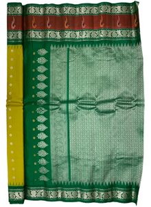 Yellowish Green Gadwal Silk Saree