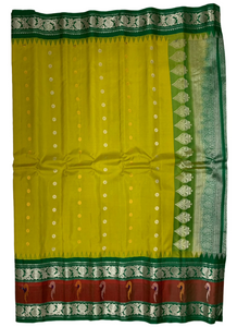 Yellowish Green Gadwal Silk Saree