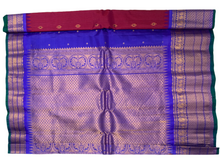 Load image into Gallery viewer, Deep Magenta Gadwal Silk Saree