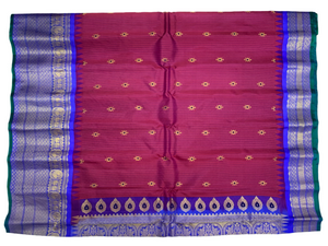 Deep Magenta Gadwal Silk Saree