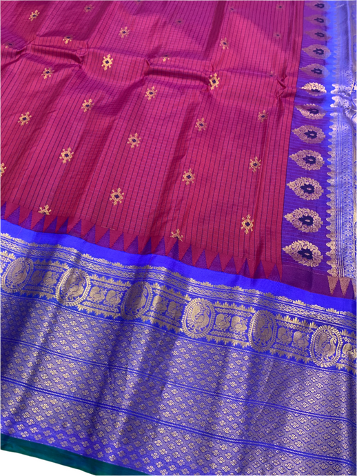 Deep Magenta Gadwal Silk Saree