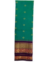 Load image into Gallery viewer, Wedding Green and Purple Gadwal Silk Saree