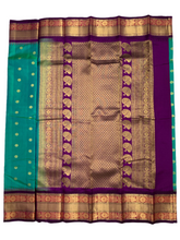 Load image into Gallery viewer, Wedding Green and Purple Gadwal Silk Saree