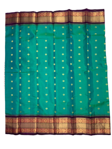 Wedding Green and Purple Gadwal Silk Saree