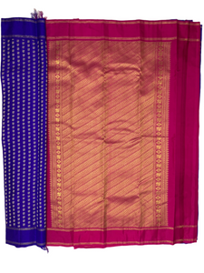 Chakra Blue and Rani Pink Handloom Gadwal Silk Saree