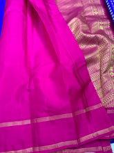 Load image into Gallery viewer, Chakra Blue and Rani Pink Handloom Gadwal Silk Saree