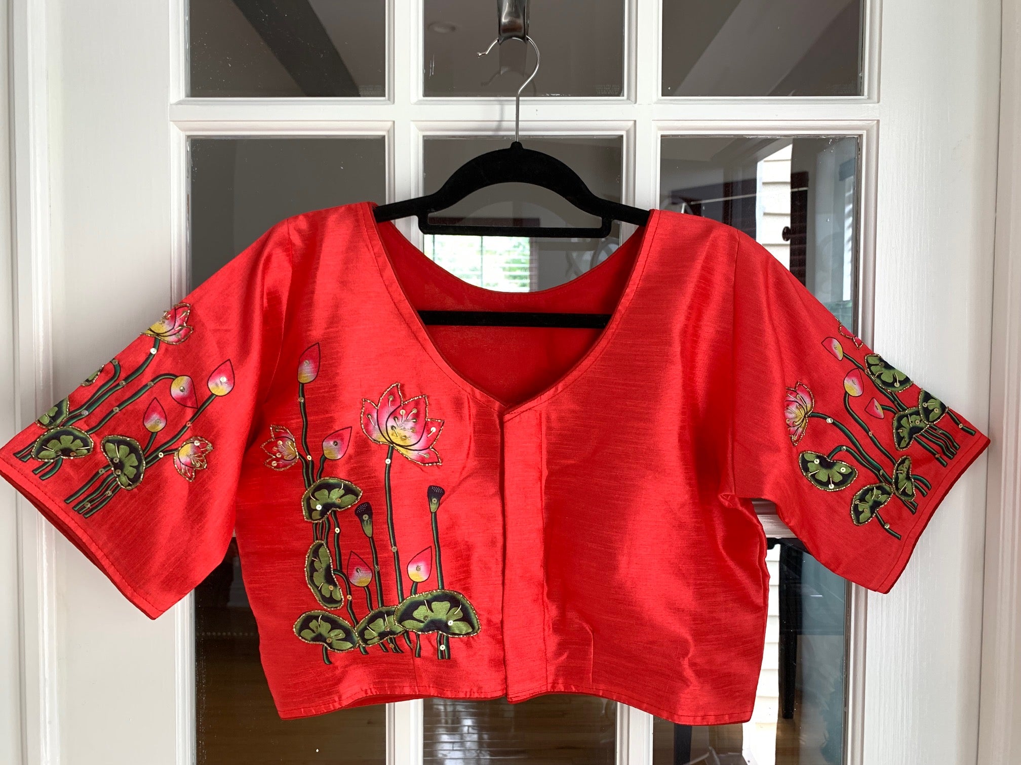 Orange Pichwai Design Printed Blouse