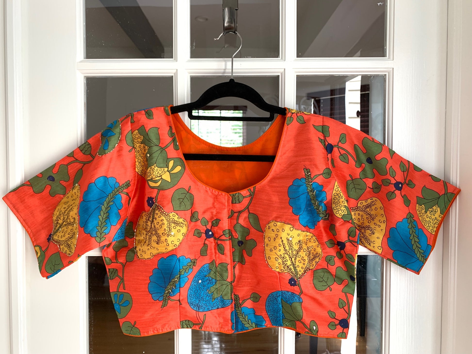 Floral Printed Blouse with Handwork