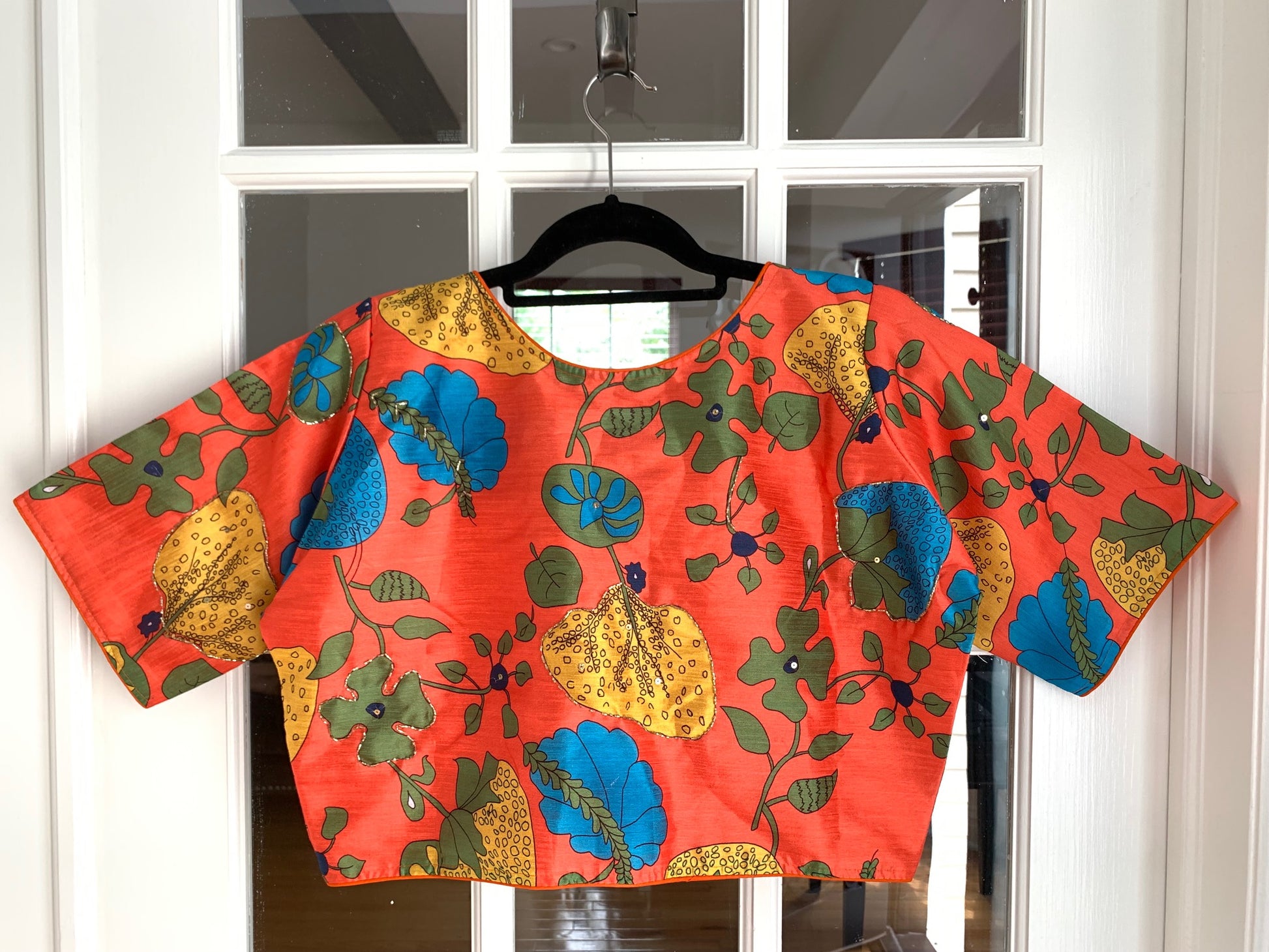 Floral Printed Blouse with Handwork