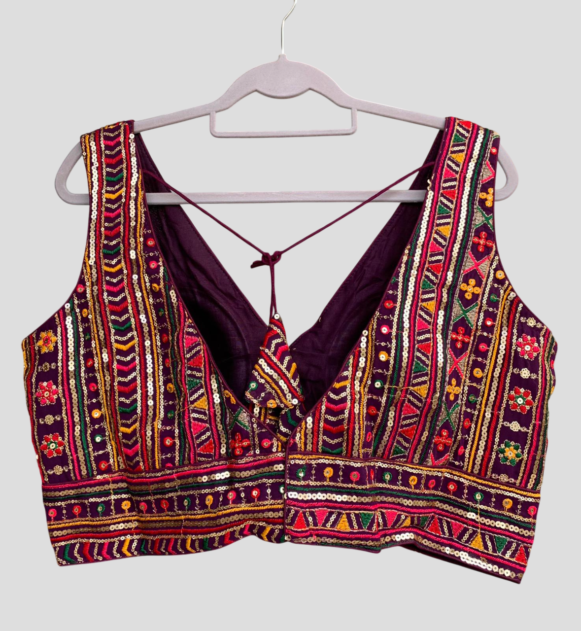 V Neck Embroidered Blouse with Sequin Work