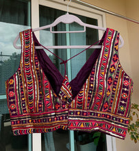 Load image into Gallery viewer, V Neck Embroidered Blouse with Sequin Work (Colors Available)