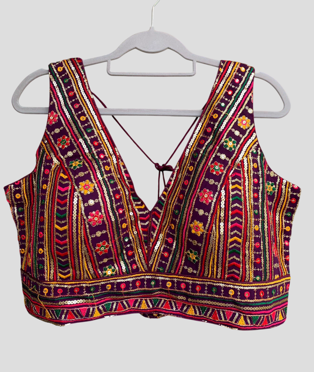V Neck Embroidered Blouse with Sequin Work
