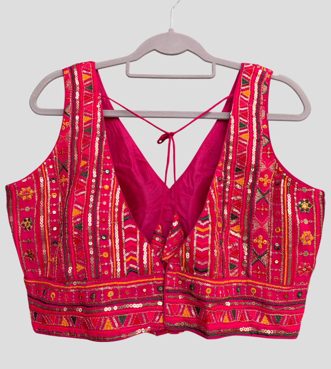 V Neck Embroidered Blouse with Sequin Work