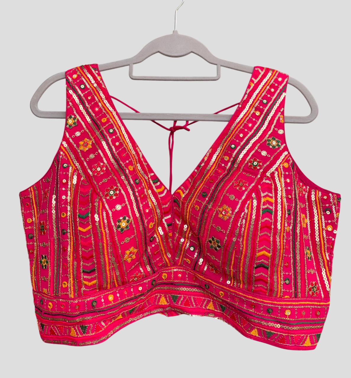 V Neck Embroidered Blouse with Sequin Work