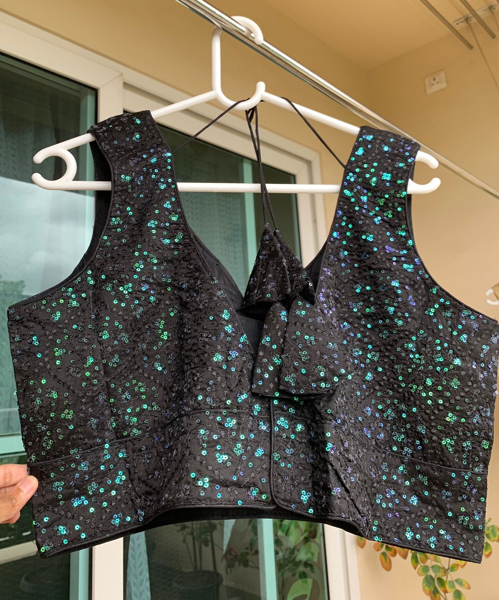 Sleeveless Sequined Blouse