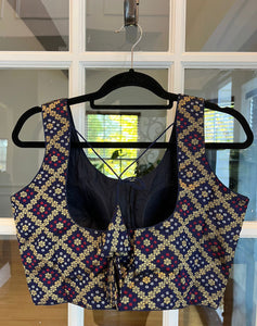 Navy Blue Bandhani Design Blouse