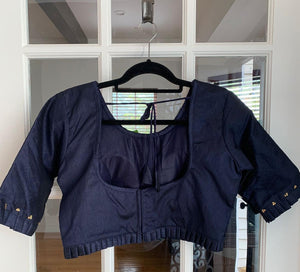 Navy Blue Pleated Blouse