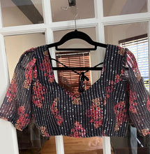 Load image into Gallery viewer, Dark Grey Floral Blouse