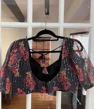 Load image into Gallery viewer, Dark Grey Floral Blouse