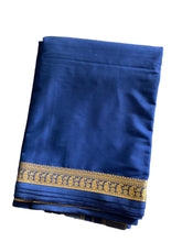 Load image into Gallery viewer, Navy Blue Mysore Silk Saree