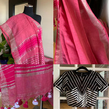 Load image into Gallery viewer, Cotton Candy Pink Linen Saree