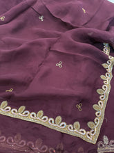 Load image into Gallery viewer, Plum Georgette Designer Saree