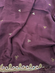 Plum Georgette Designer Saree