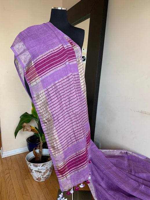 Lavender Linen Saree