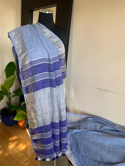 Powder Blue Linen Saree