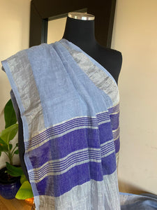 Powder Blue Linen Saree