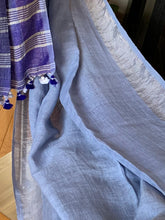 Load image into Gallery viewer, Powder Blue Linen Saree