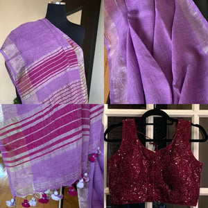 Lavender Linen Saree