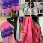 Cotton Candy Pink and Purple Linen Saree