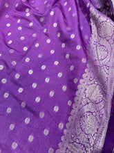 Load image into Gallery viewer, Violet Floral Faux Organza Silk Saree