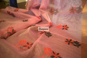 Pink Organza Silk Saree