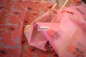 Pink Organza Silk Saree