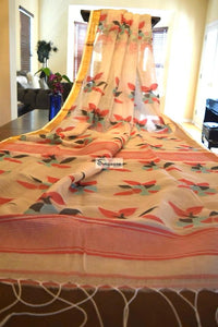 Off-White Organza Silk Saree