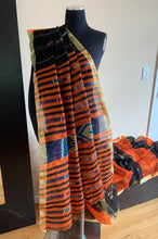 Load image into Gallery viewer, Orange and Black Odisha Ikat Cotton Silk Saree