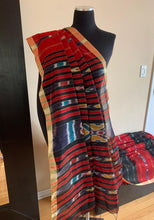 Load image into Gallery viewer, Red and Black Odisha Ikat Cotton Silk Saree